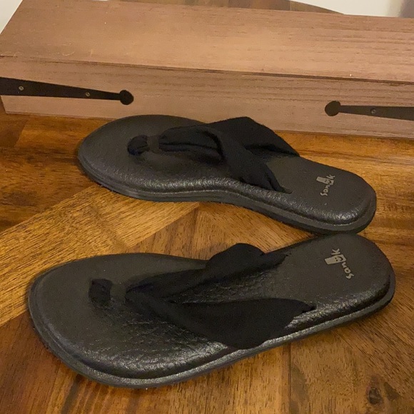 Sanuk Yoga Mat Womens 5 Black Flip Flop Sandals - Picture 3 of 5